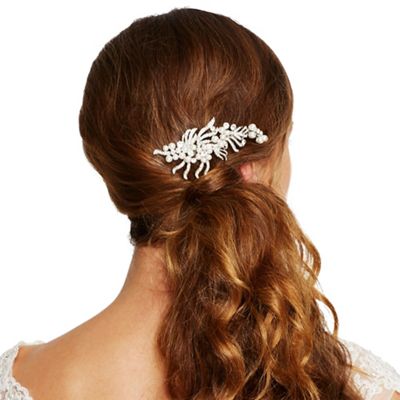 Pearl and crystal swirl vintage effect hair comb